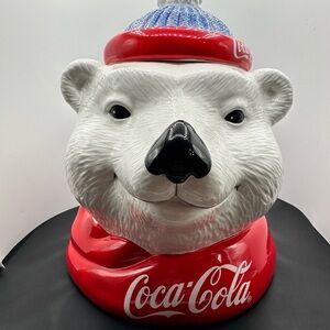 Coca Cola Polar Bear Cookie Jar Red Scarf